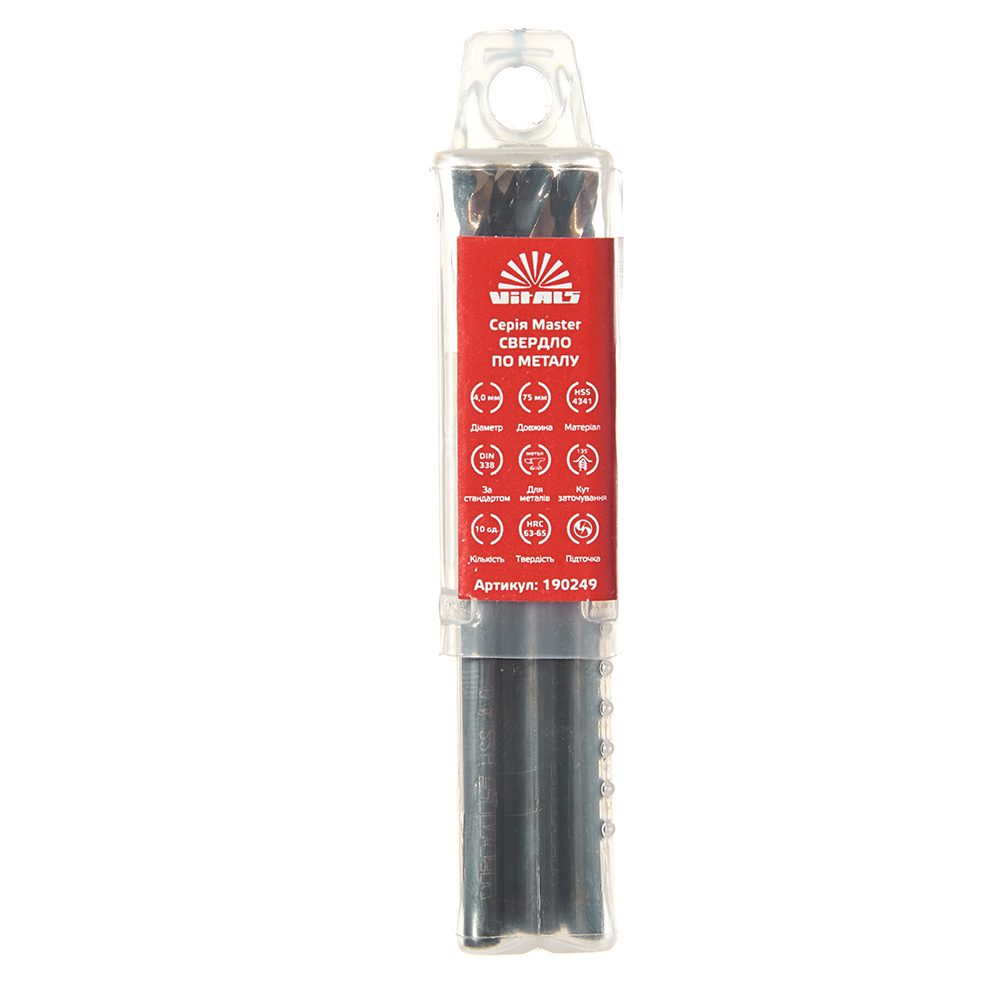 Свердло по металу HSS 4341 4.0 (10 од.) Vitals Master - Зображення 3